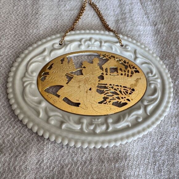 Lenox Christmas Ornament Gold Skaters - Picture 2 of 7
